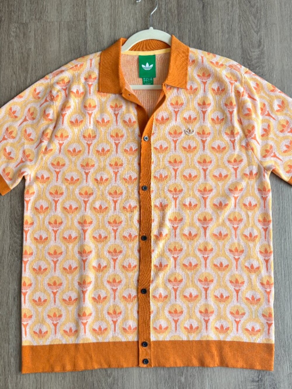 Adidas Originals Knit Polo Men's Medium in Orange Ice Tangerine - Picture 2 of 9